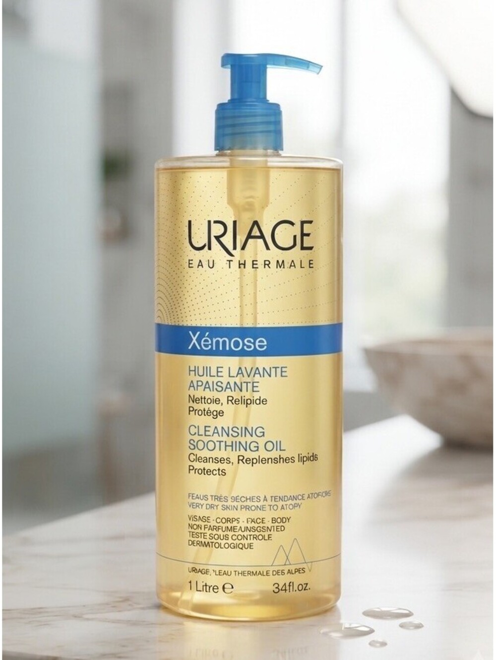 URIAGE Xemose Cleansing Soothing Oil 500ml/17fl.oz. JUMBO SIZE - NEW